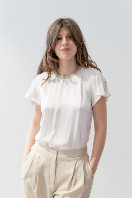 T Shirt satin girocollo con lurex Dixie (1)