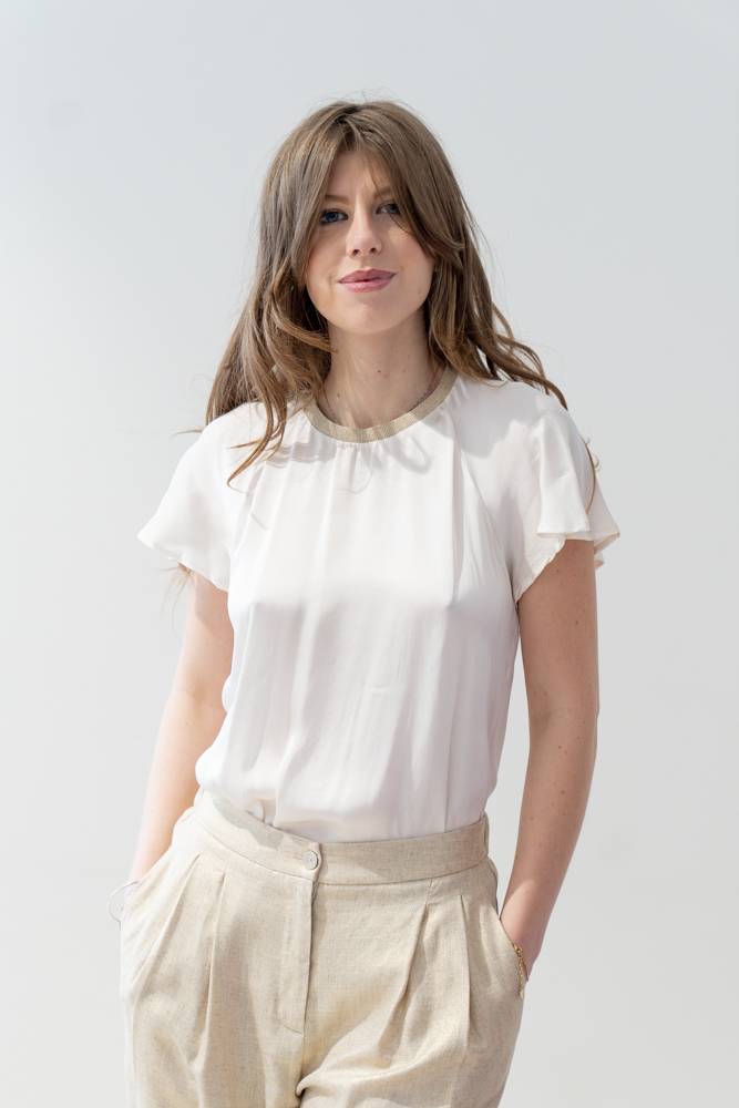 T Shirt satin girocollo con lurex Dixie (1) T Shirt satin girocollo con lurex Dixie (1)