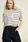 T shirt a righe cropped con tasca Dixie 0