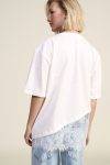 T shirt asimmetrica con bordo in pizzo Dixie