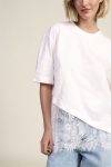 T shirt asimmetrica con bordo in pizzo Dixie