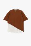 T shirt asimmetrica con bordo in pizzo Dixie