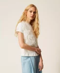 T shirt con fiori in tulle Twinset Actitude 0