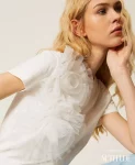 T shirt con fiori in tulle Twinset Actitude 0