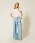 T shirt con fiori in tulle Twinset Actitude 0
