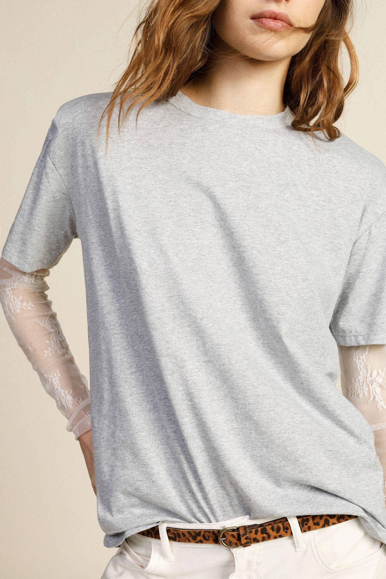 T shirt girocollo con maniche in pizzo Dixie 1 T shirt girocollo con maniche in pizzo Dixie 1