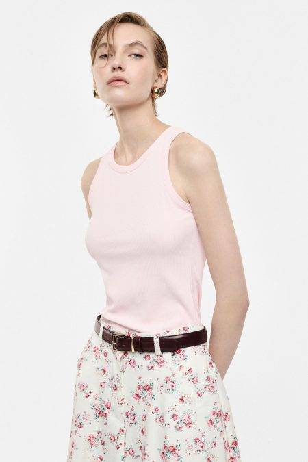 Top smanicato girocollo a costine Imperial 2