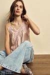 Top spalline sottili con bordo pizzo asimmetrico Dixie 1