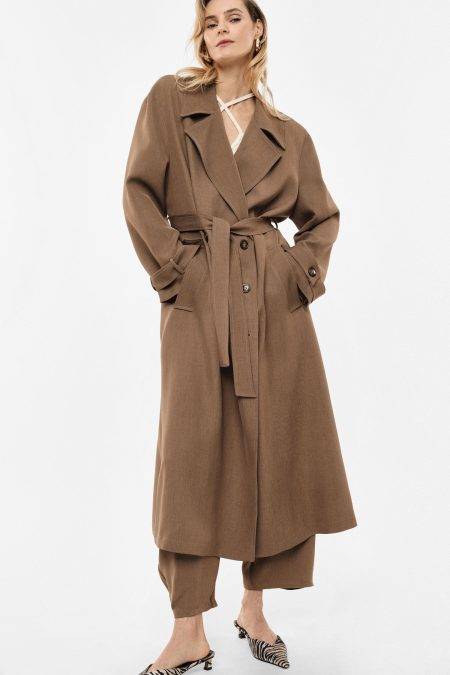 Trench lungo doppio petto con cintura Imperial