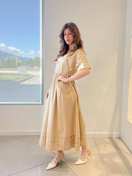 Abito lungo con coulisse e strass JIJIL (1)