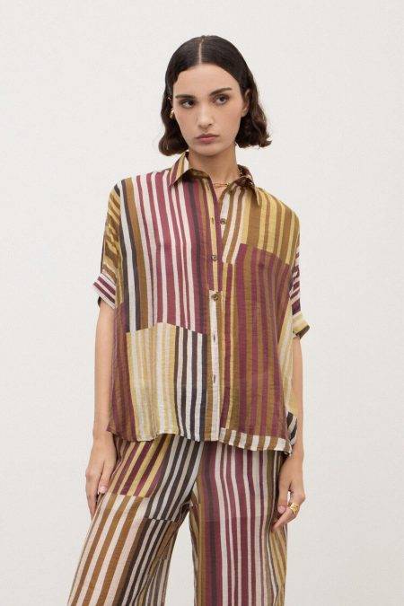 Camicia boxy fit a righe Ottod'Ame 0