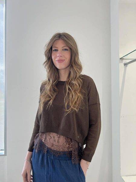 Maglia a rete con pizzo Please (1)