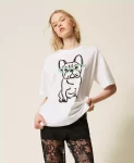 T shirt over MYFO con stampa e ricamo Twinset Actitude 0