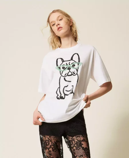 T shirt over MYFO con stampa e ricamo Twinset Actitude 0