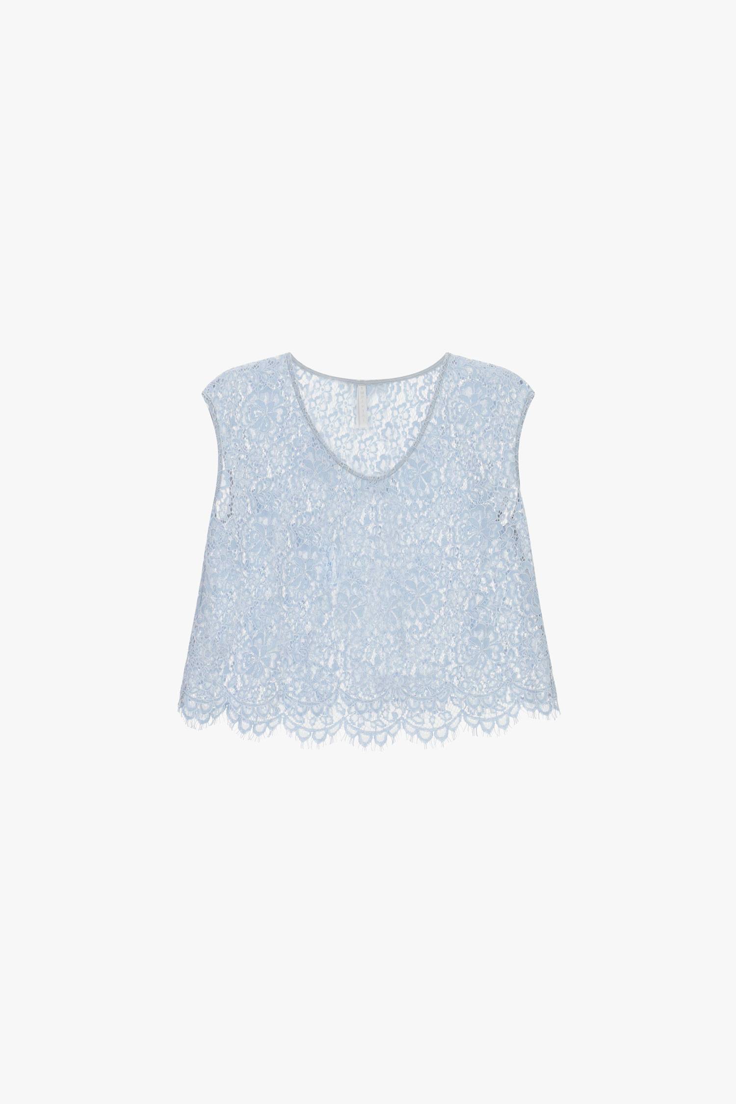 Top corto in pizzo floreale con scollo a v Imperial Top corto in pizzo floreale con scollo a v Imperial