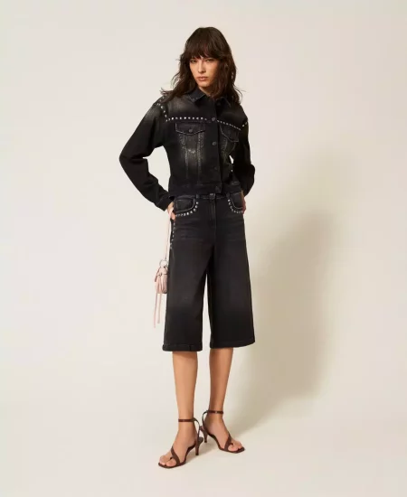Bermuda in jeans con borchie Twinset Actitude 0