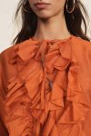 Camicia con volant davanti e maniche lunghe Dixie