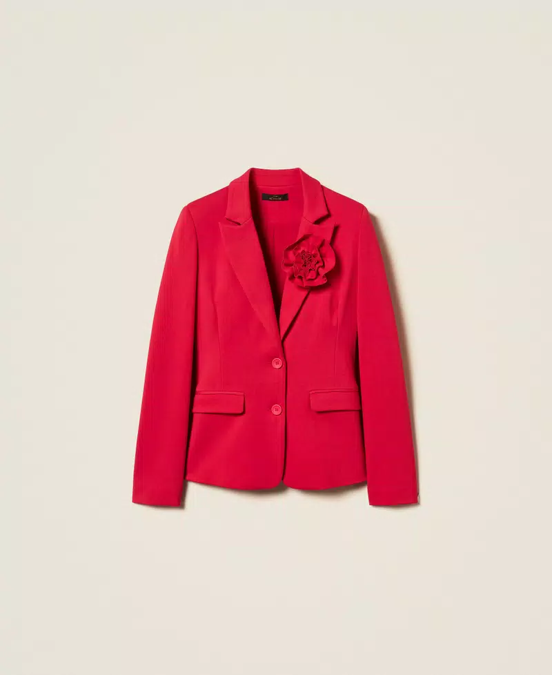 Giacca blazer con spilla a fiore Twinset Actitude 4 Giacca blazer con spilla a fiore Twinset Actitude 4