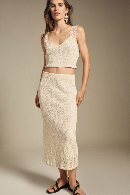 Gonna midi pizzo traforato vita alta Dixie