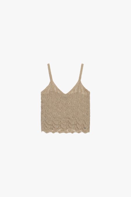 Maglia smanicata lavorata a uncinetto Please 0