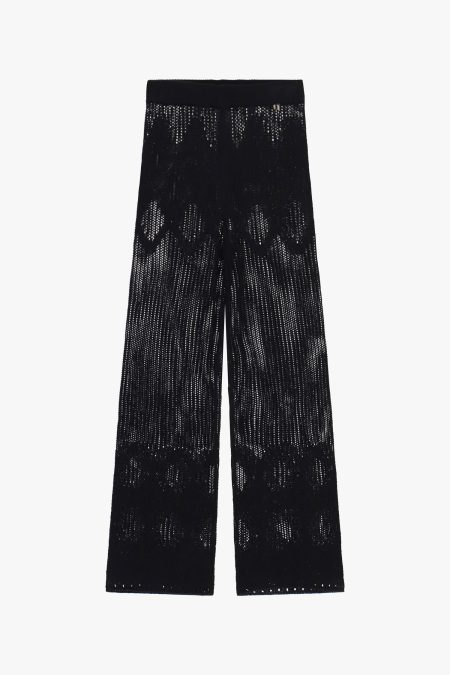 Pantaloni a zampa traforati lavorati a maglia Dixie