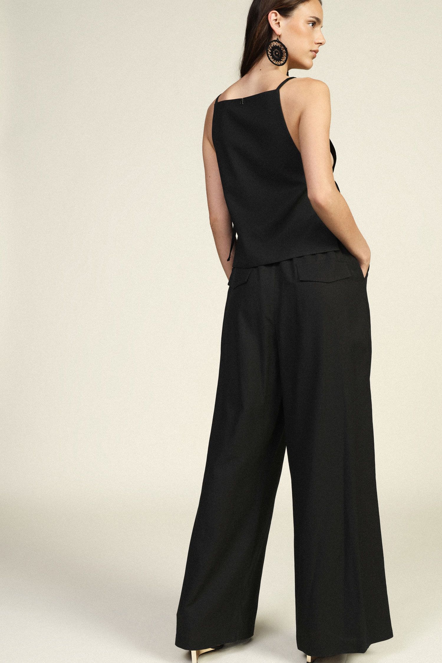 Pantaloni palazzo vita alta con coulisse Dixie 0 Pantaloni palazzo vita alta con coulisse Dixie 0