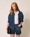 Shorts in jeans con strass Twinset Actitude