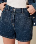 Shorts in jeans con strass Twinset Actitude