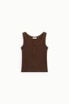 Top a costine con bottoni e scollo rotondo Dixie