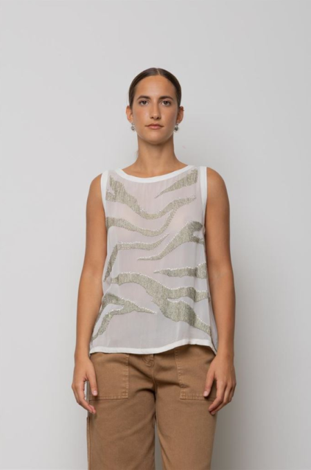 Top con ricamo di paillettes ICONA Kaos