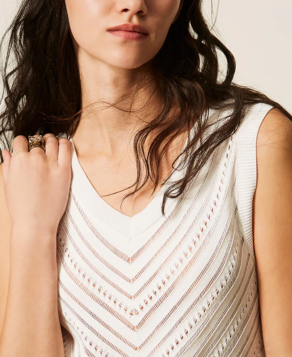 Top in maglia punzonata chevron Twinset Actitude 3 Top in maglia punzonata chevron Twinset Actitude 3