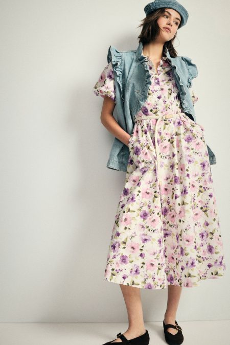 Abito midi floreale con cintura treccia Please 0