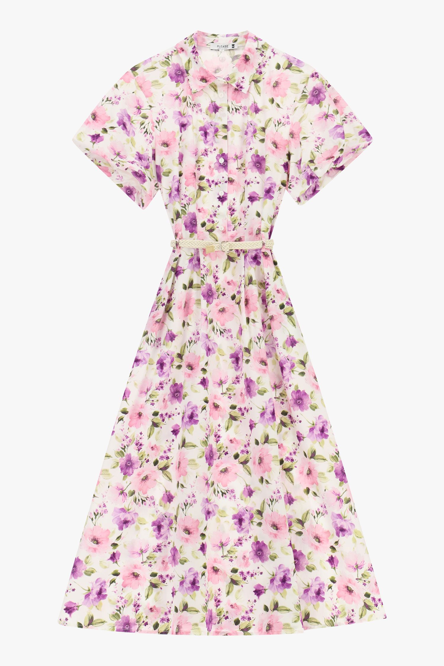 Abito midi floreale con cintura treccia Please 2 Abito midi floreale con cintura treccia Please 2