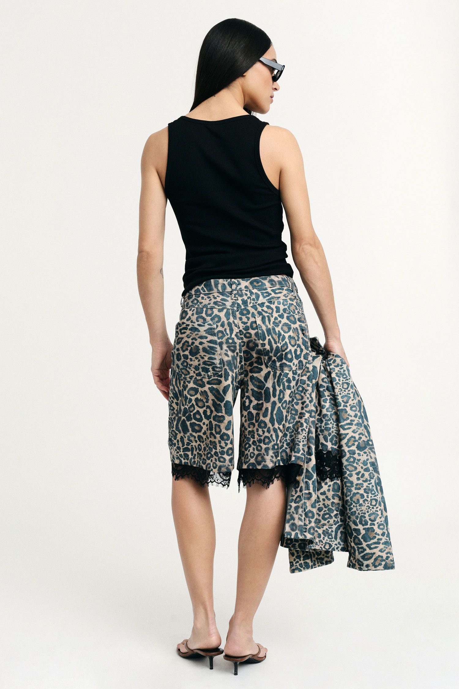 Bermuda animalier con bordo in pizzo Please 0 Bermuda animalier con bordo in pizzo Please 0