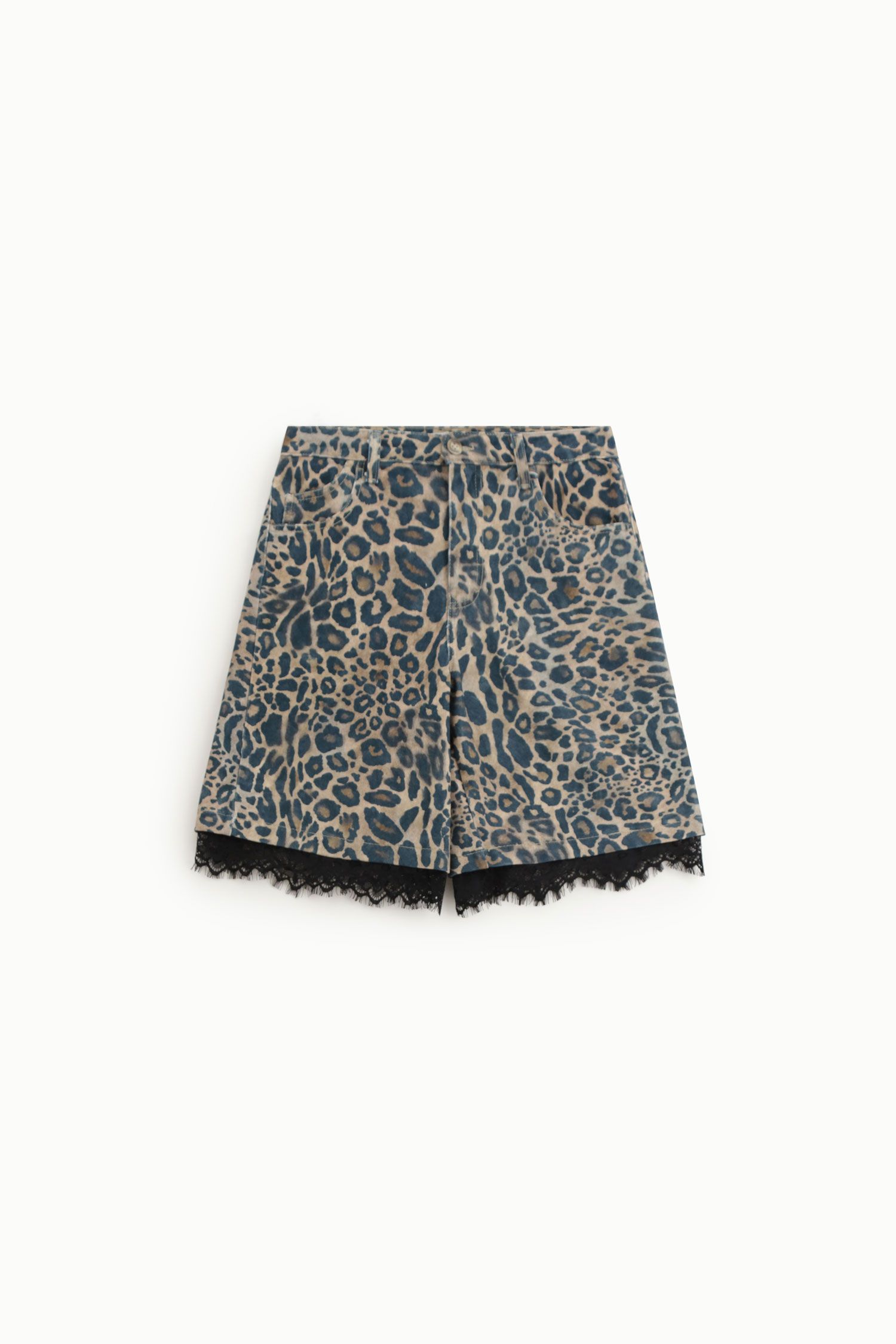 Bermuda animalier con bordo in pizzo Please 2 Bermuda animalier con bordo in pizzo Please 2