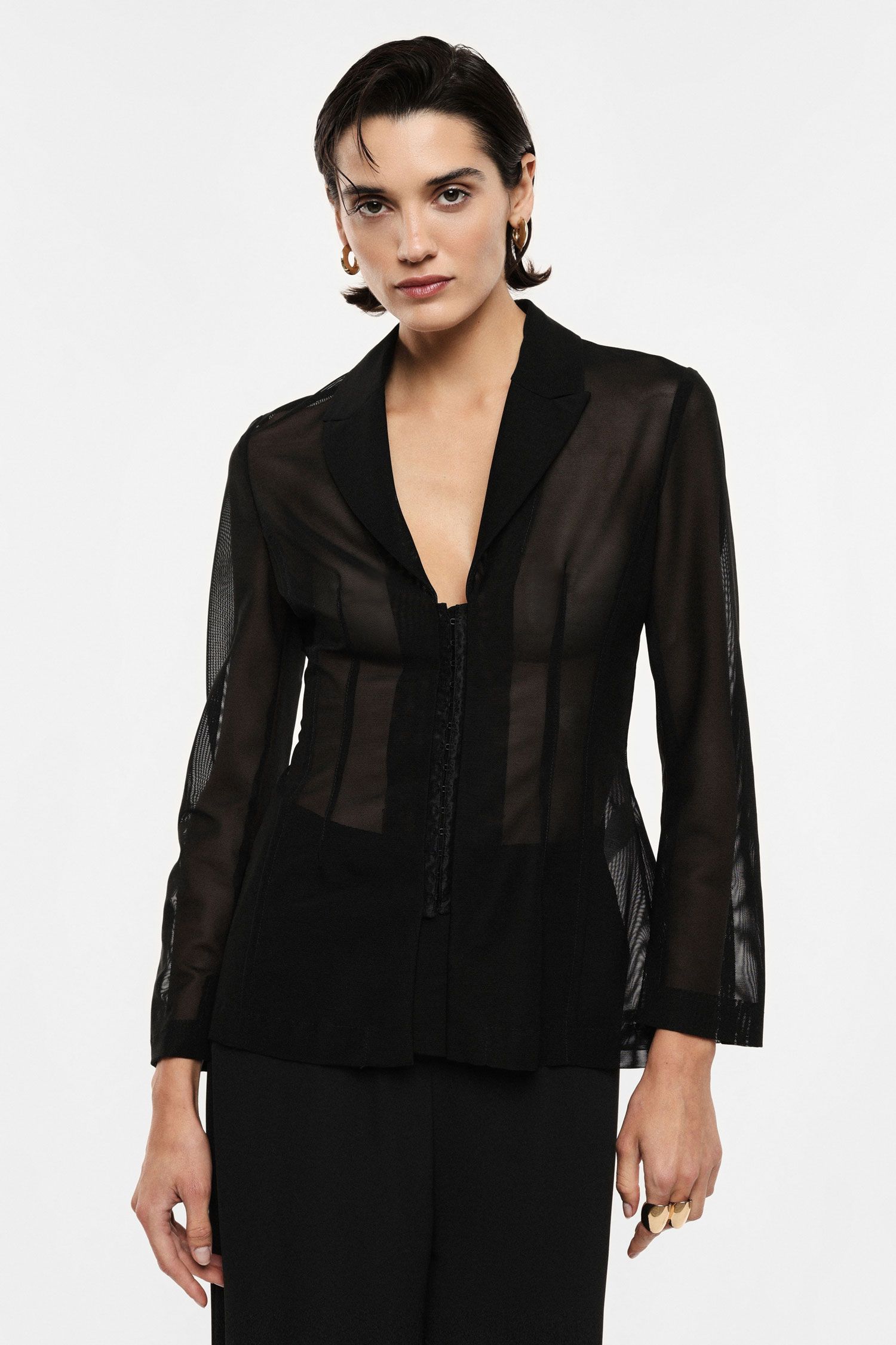 Blazer trasparente regular fit con chiusura IMPERIAL Blazer trasparente regular fit con chiusura IMPERIAL