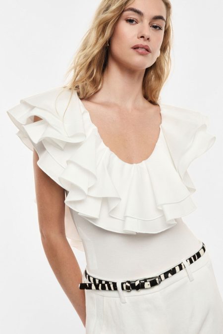 Body con volant sulle spalle e scollo tondo Imperial