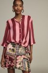 Camicia a righe con maniche 3 4 e colletto alla coreana Dixie 0