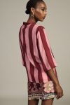 Camicia a righe con maniche 3 4 e colletto alla coreana Dixie 0