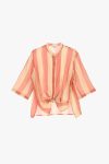 Camicia a righe con maniche 3 4 e colletto alla coreana Dixie 0