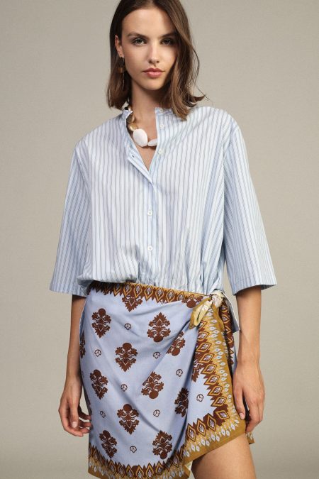 Camicia con nodo frontale in fantasia Dixie0