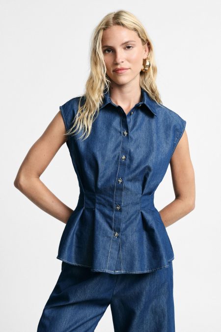 Camicia smanicata con collo e pinces Please