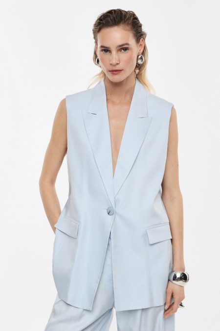 Gilet lungo sartoriale con tasche a filetto IMPERIAL