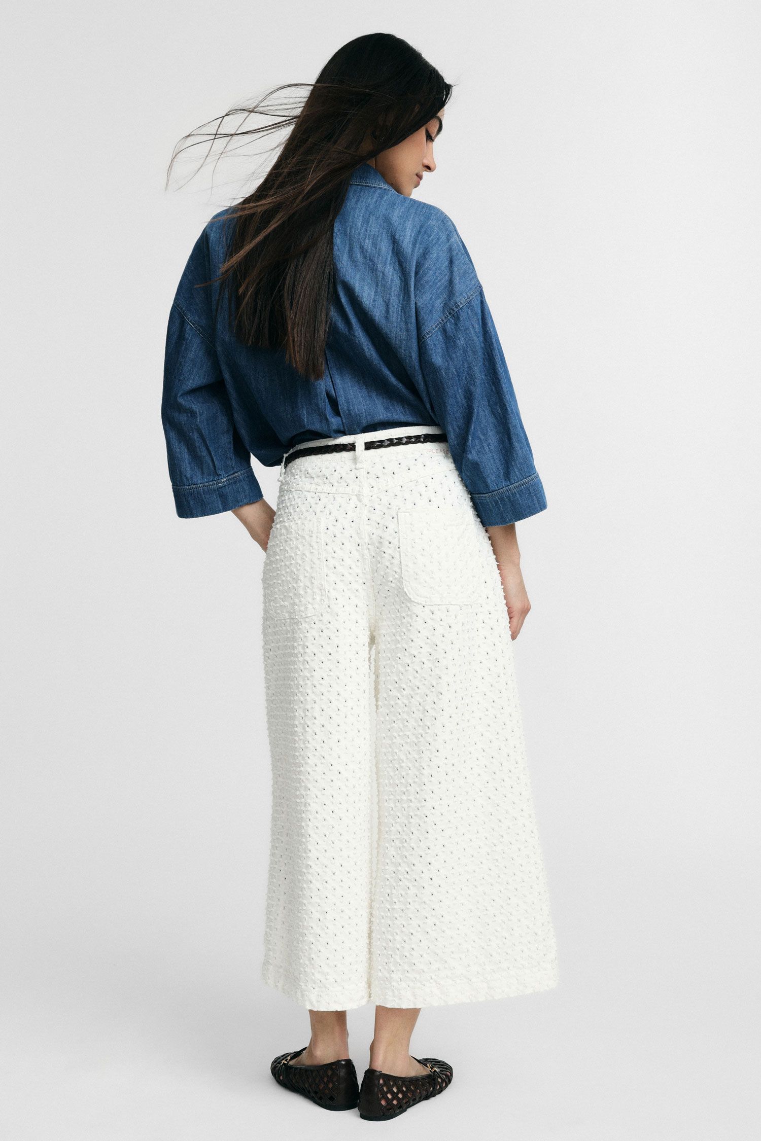 Pantaloni palazzo con texture traforata Please 0 Pantaloni palazzo con texture traforata Please 0