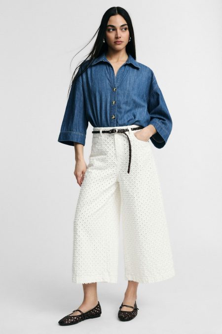 Pantaloni palazzo con texture traforata Please