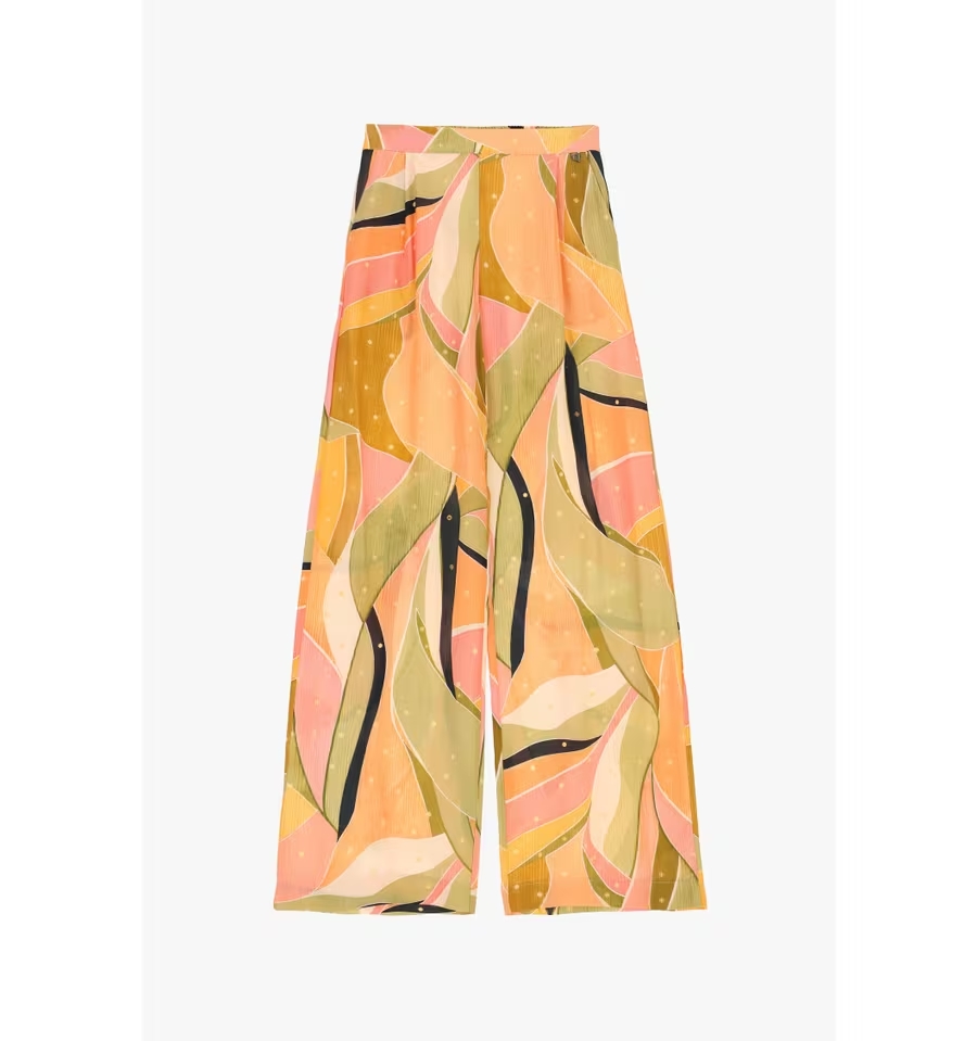 Pantaloni palazzo fantasia con vita alta Dixie Pantaloni palazzo fantasia con vita alta Dixie